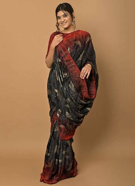 Black Colour ASHIMA RIHANA FOIL Fancy Designer Ethnic Wear Sequance Embroidery Work Saree 3403